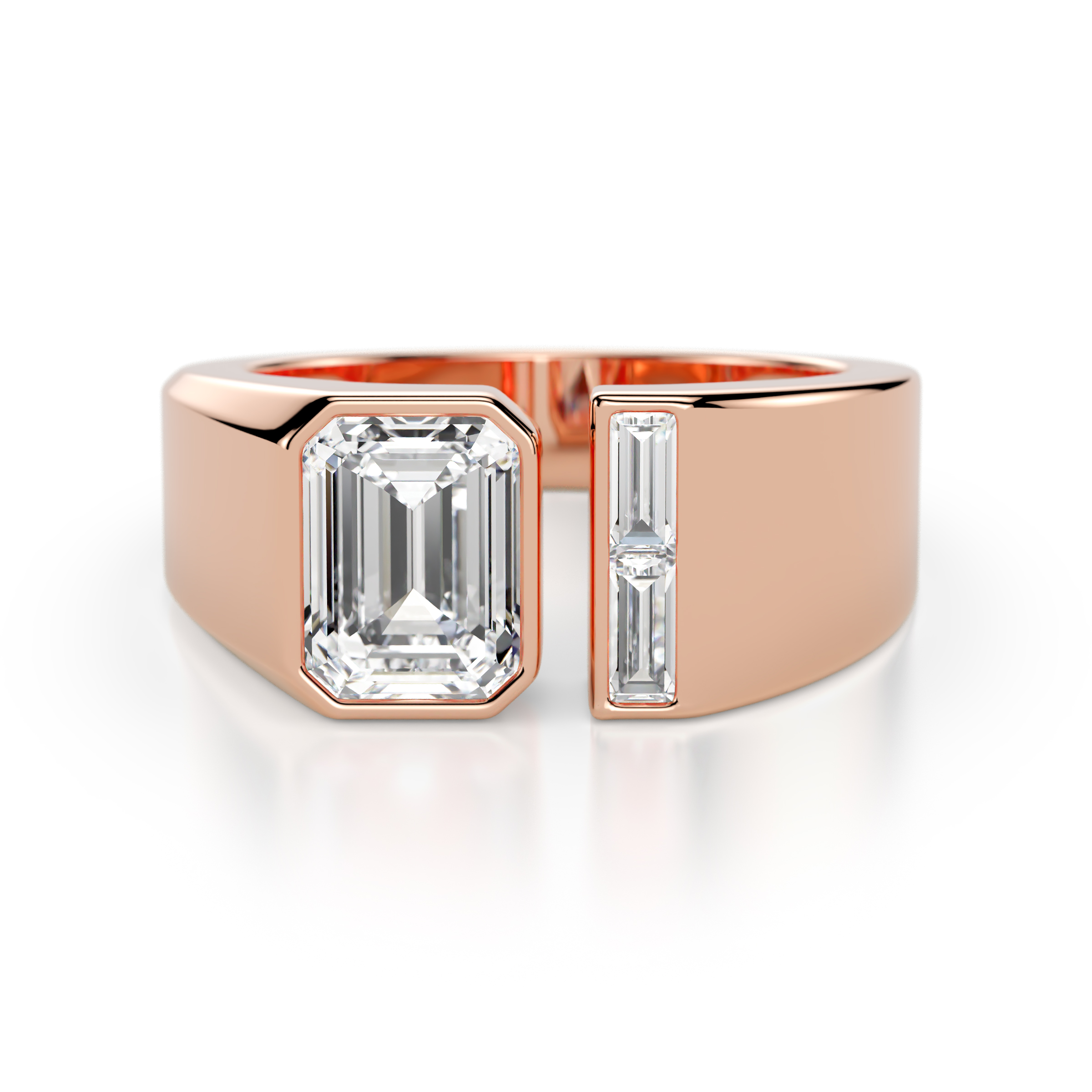 Vincere 2.22 ctw IGI Certified Emerald Shape Lab Grown Diamond accented Baguette Shape Lab Grown Diamond Women Three Stone Engagement Ring 